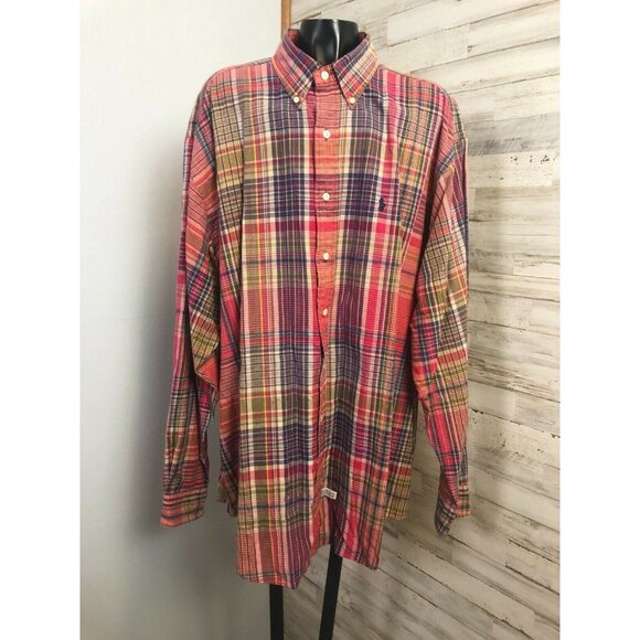 Ralph Lauren Polo Men's Multicolor Plaid 100% Cotton Button Down XL - Picture 1 of 6